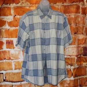 Stoneriver Blue Plaid L Short Sleeve Button Up